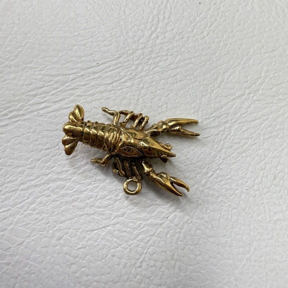 Lobster Pendant Gold-Tone Small Dainty Crawfish Louisiana - Picture 3 of 8
